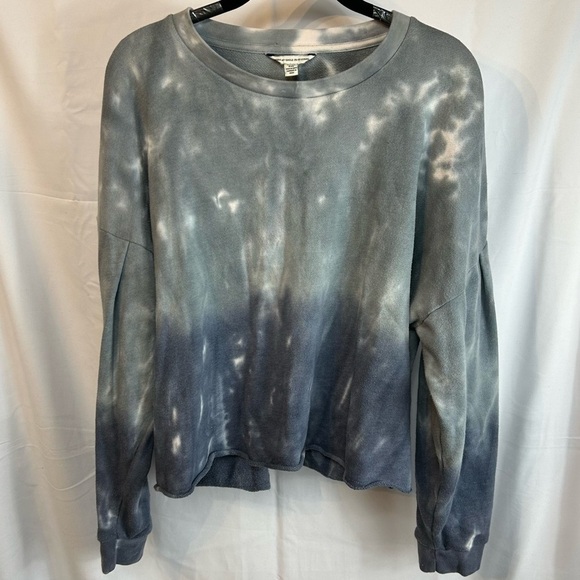 American Eagle Shirt Cropped Dolman Sleeve Ombré Split Tie Dye Pullover Crewneck - Picture 2 of 8